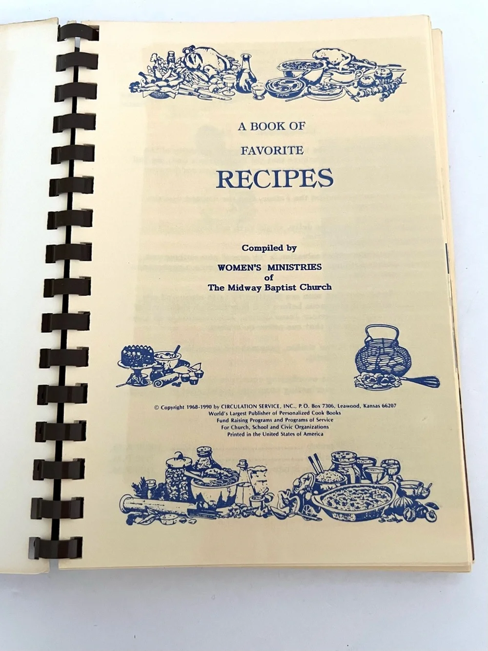 Midway Baptist Church Favorite Recipes Cookbook 1990 Community Spiral
